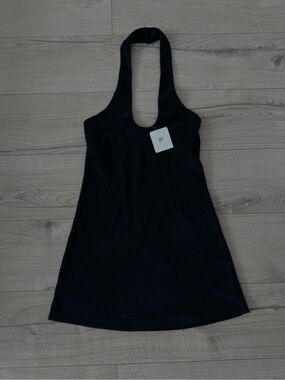 NWT Fabletics Island Terry Halter Dress Black XS Beach Cover Up Mini $69.95